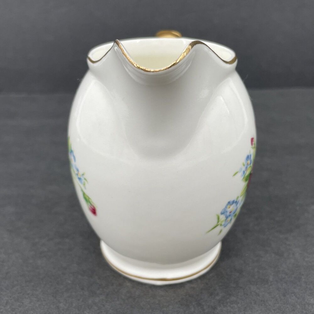 Porcelain Creamer Pink Roses Gold Trim Bone China Japan E Backstamp 4" Vintage - Picture 4 of 11